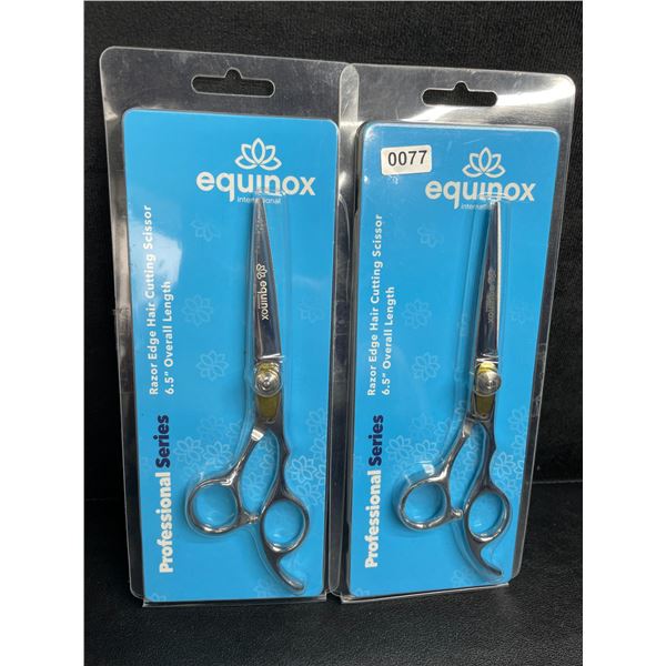 Lot of 2 Equinox Professional Series Stainless Steel Razor Edge Hair Cutting Scissors (6.5") - New