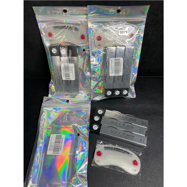Lot of 3 3-Packs of Eyebrow Pencils with Stencils (9 Total) - New