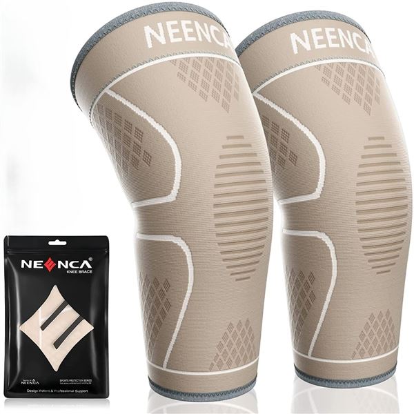 Lot of 2 Neenca 2-Pack Knee Braces (XXL) Knee Compression Sleeves for Pain/Injury/Sports - New