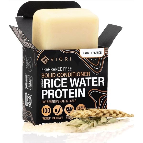Lot of 2 Viori Native Essence Premium Hair Conditioner Bars with Rice Water - Unscented (72g) - New