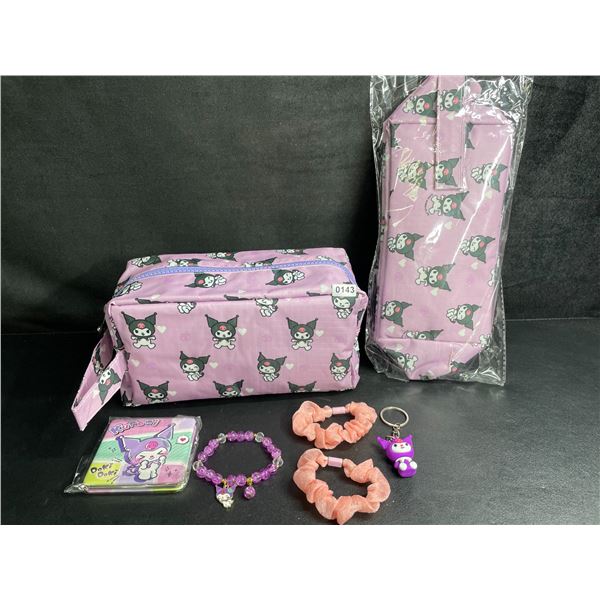 Lot of 2 Kuromi 6PC Kawaii Cosmetic Bag Sets with Accessories - New