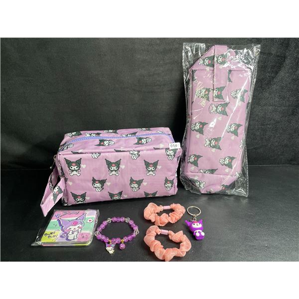 Lot of 2 Kuromi 6PC Kawaii Cosmetic Bag Sets with Accessories - New