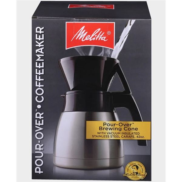 Melitta Pour-Over Coffee Maker with Vacuum Insulated Stainless Steel Carafe (42oz) - NEW
