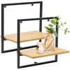 Image 1 : 2-Pack Tatoza Bamboo Square Floating Wall Shelves - Great for Plants, Ornaments, Decor - New