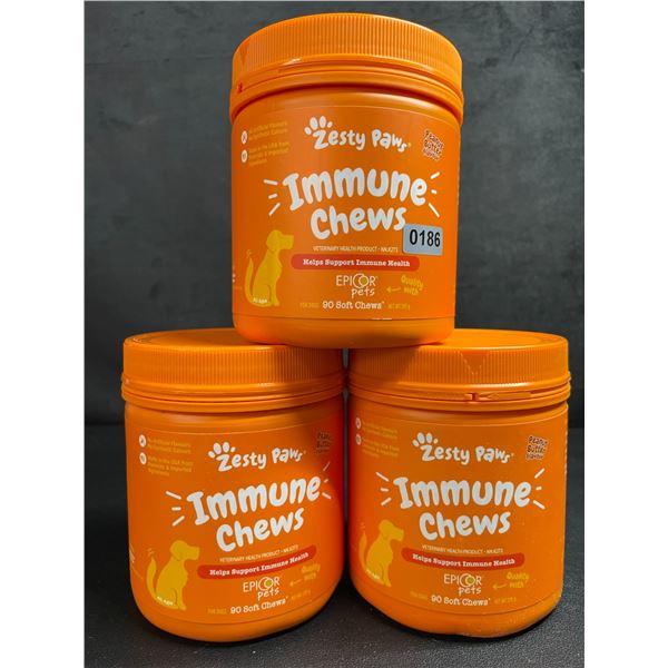 3 Tubs of Zesty Paws Immune Chews for Dogs (90 Soft Chews) Supports Immune Health - New