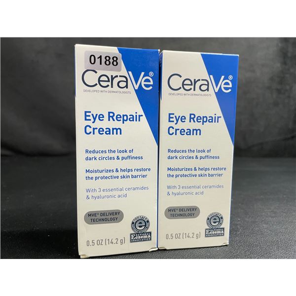 Lot of 2 CeraVe Eye Repair Creams (14.2g) Reduces Dark Circles/Eye Puffiness; Moisturizes/Repairs