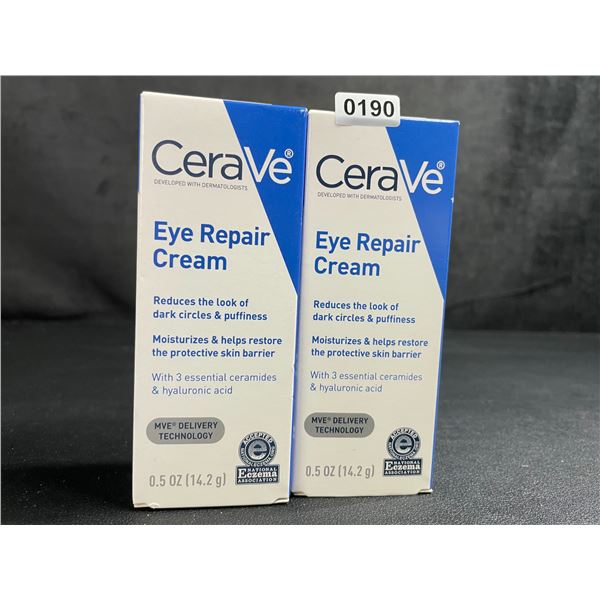 Lot of 2 CeraVe Eye Repair Creams (14.2g) Reduces Dark Circles/Eye Puffiness; Moisturizes/Repairs