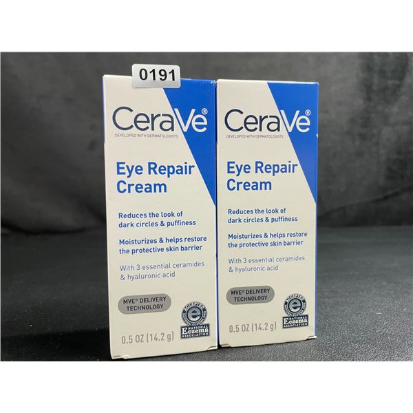 Lot of 2 CeraVe Eye Repair Creams (14.2g) Reduces Dark Circles/Eye Puffiness; Moisturizes/Repairs