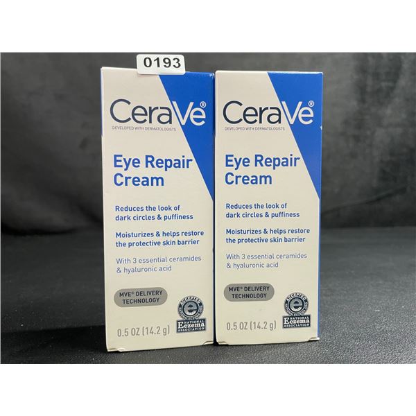 Lot of 2 CeraVe Eye Repair Creams (14.2g) Reduces Dark Circles/Eye Puffiness; Moisturizes/Repairs