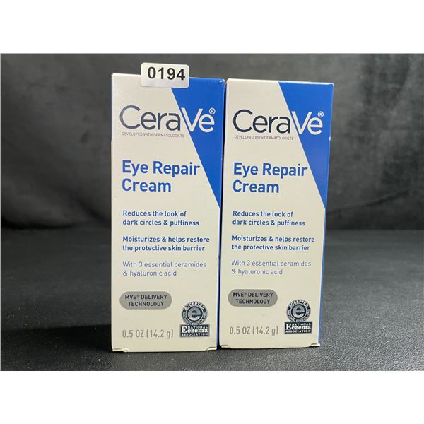 Lot of 2 CeraVe Eye Repair Creams (14.2g) Reduces Dark Circles/Eye Puffiness; Moisturizes/Repairs