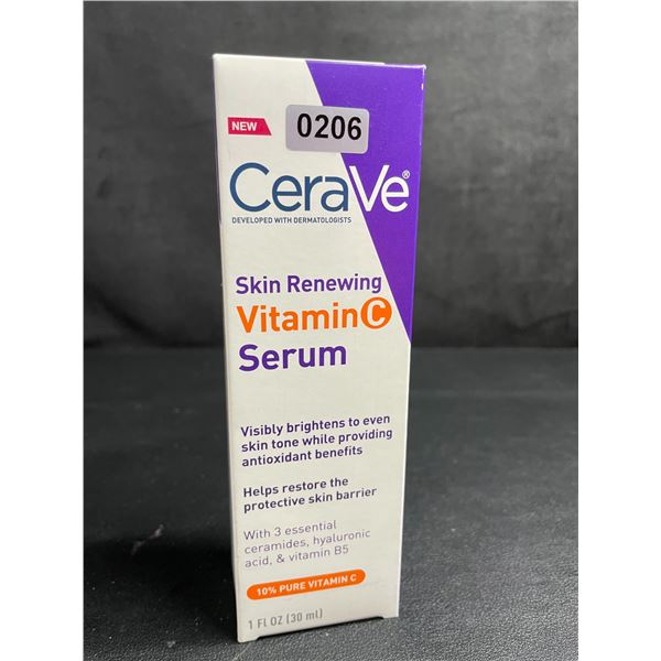 CeraVe Skin Renewing Vitamin C Serum (30ml) Visibly Brightens Skin Tone/Restores Skin - New