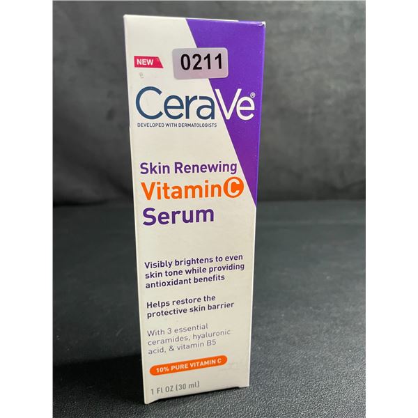 CeraVe Skin Renewing Vitamin C Serum (30ml) Visibly Brightens Skin Tone/Restores Skin - New