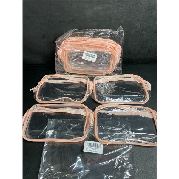 Lot of 2 4-Packs of Clear Cosmetic Storage Bags/Toiletry Travel Bags (Quart Size) 8 Bags Total - New