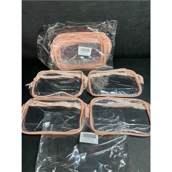 Lot of 2 4-Packs of Clear Cosmetic Storage Bags/Toiletry Travel Bags (Quart Size) 8 Bags Total - New