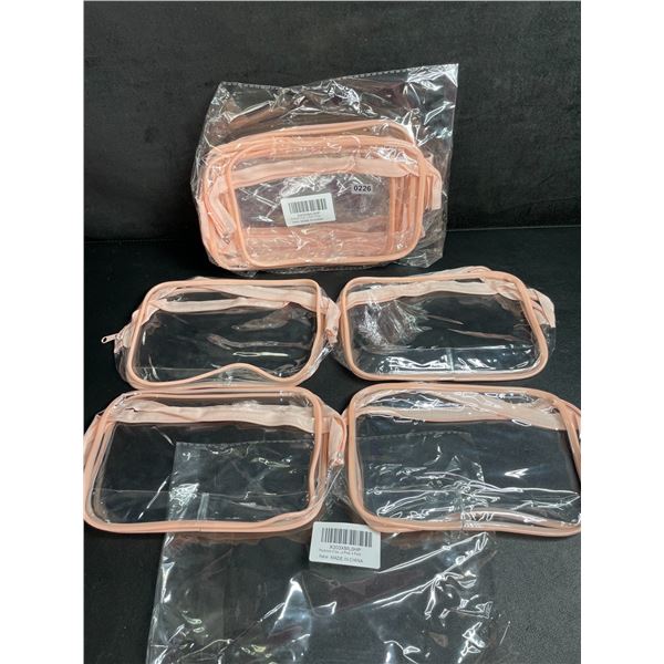 Lot of 2 4-Packs of Clear Cosmetic Storage Bags/Toiletry Travel Bags (Quart Size) 8 Bags Total - New