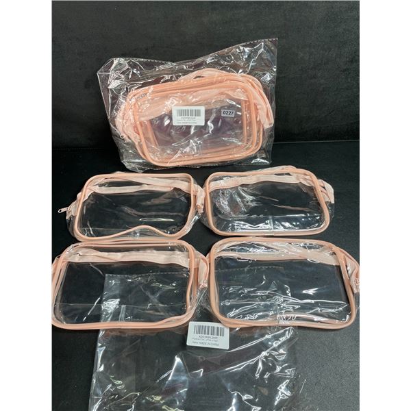 Lot of 2 4-Packs of Clear Cosmetic Storage Bags/Toiletry Travel Bags (Quart Size) 8 Bags Total - New