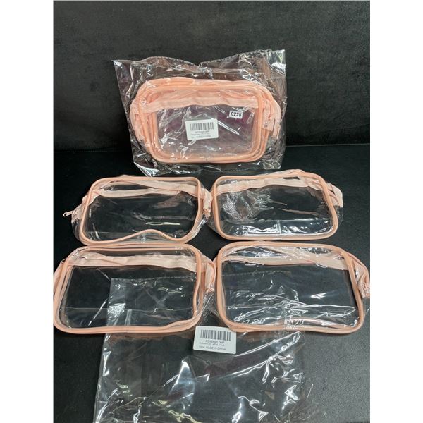 Lot of 2 4-Packs of Clear Cosmetic Storage Bags/Toiletry Travel Bags (Quart Size) 8 Bags Total - New
