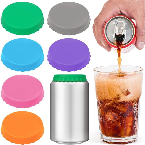 24PCS Reusable Silicone Pop Can Lids/Soda Can Covers (4x 4-Packs) - New