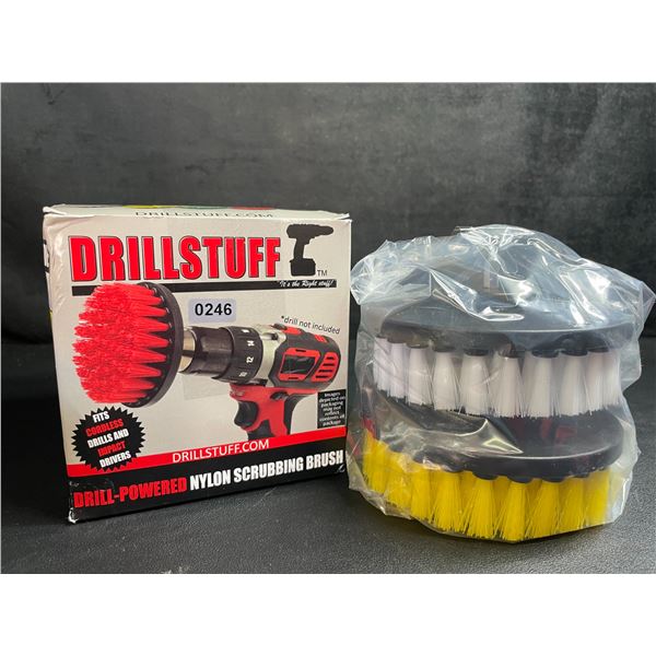 Drillstuff 2PC Drill-Powered Nylon Scrubbing Brushes/Drill Brush Tool Attachments - New