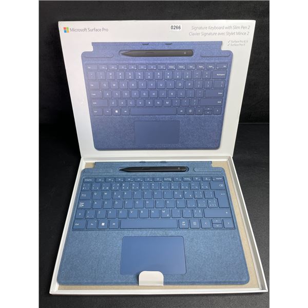 Microsoft Surface Pro Signature Keyboard with Slim Pen 2 Bundle - Alcantara; Sapphire Blue - NEW