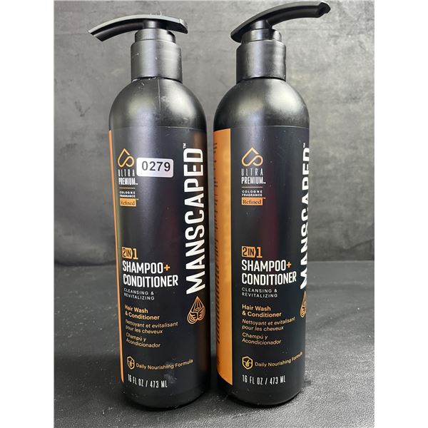 Lot of 2 MANSCAPED 2-in-1 Shampoo+Conditioner (473ml) Cleansing & Revitalizing - New