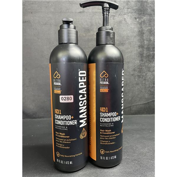 Lot of 2 MANSCAPED 2-in-1 Shampoo+Conditioner (473ml) Cleansing & Revitalizing - New