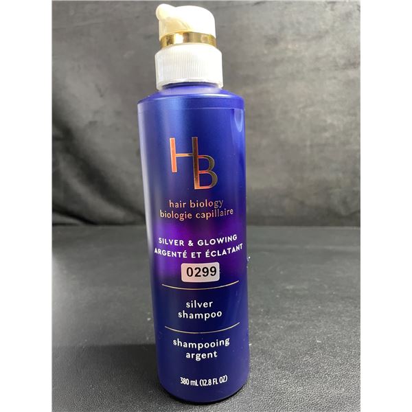 Hair Biology Silver & Glowing Silver Shampoo (380ml) Fights Brassiness/Restores Silver Tones - New
