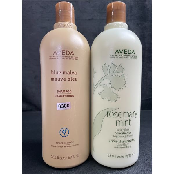 AVEDA Blue Malva Shampoo + Rosemary Mint Weightless Conditioner (1L Large Bottles) - New