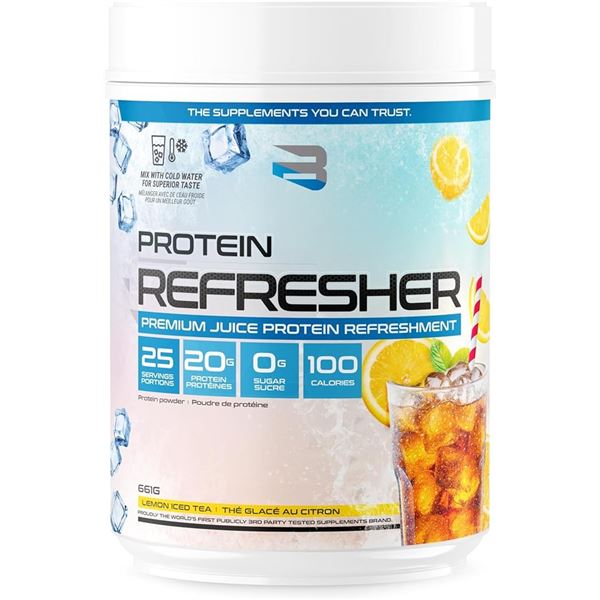 Believe Supplements Protein Refresher Premium Juice Protein Refreshment (661G) Lemon Iced Tea - New