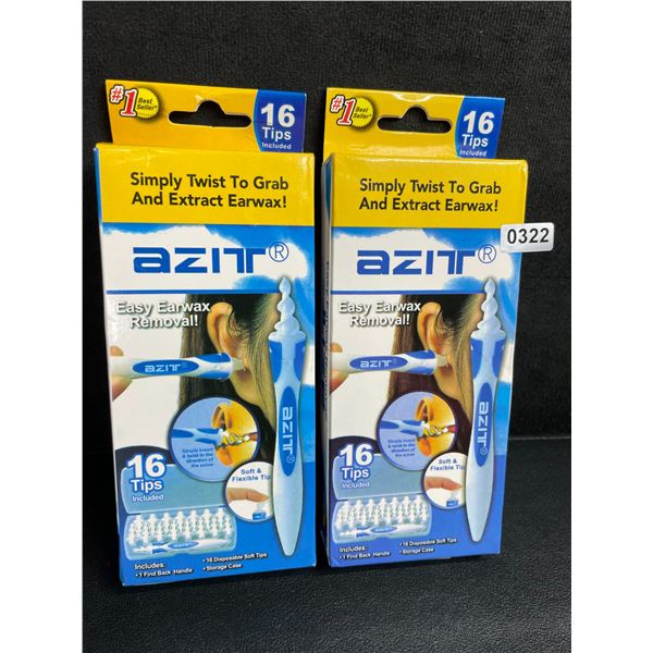 Lot of 2 Easy Twist Ear Wax Removal Kits with 16 Replacement Tips Each - New