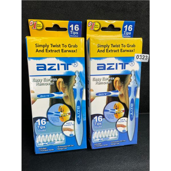 Lot of 2 Easy Twist Ear Wax Removal Kits with 16 Replacement Tips Each - New