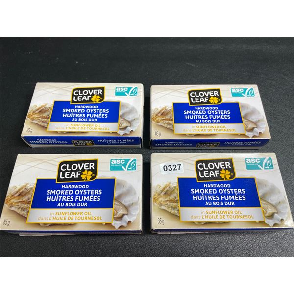 Lot of 4 Clover Leaf Hardwood Smoked Oysters in Sunflower Oil (85g) - New