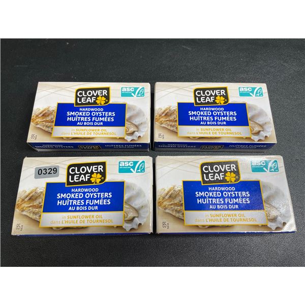 Lot of 4 Clover Leaf Hardwood Smoked Oysters in Sunflower Oil (85g) - New