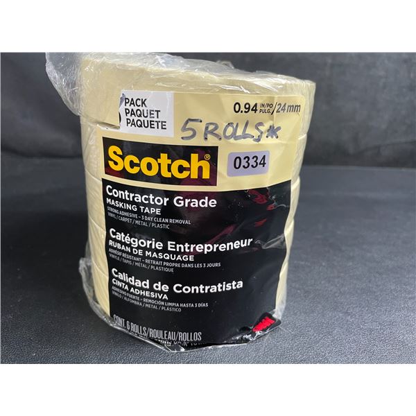 5 Rolls of Scotch Contractor Grade Masking Tape - Strong Adhesive - New