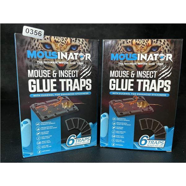 2 Boxes of Mousinator Mouse & Insect Glue Traps - 6 Traps Per Box/12 Total - New