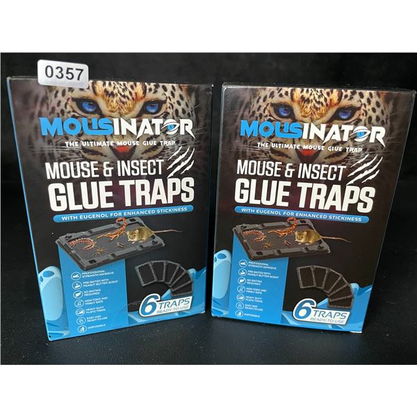 2 Boxes of Mousinator Mouse & Insect Glue Traps - 6 Traps Per Box/12 Total - New