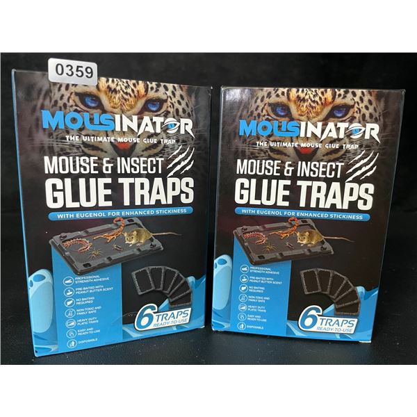2 Boxes of Mousinator Mouse & Insect Glue Traps - 6 Traps Per Box/12 Total - New