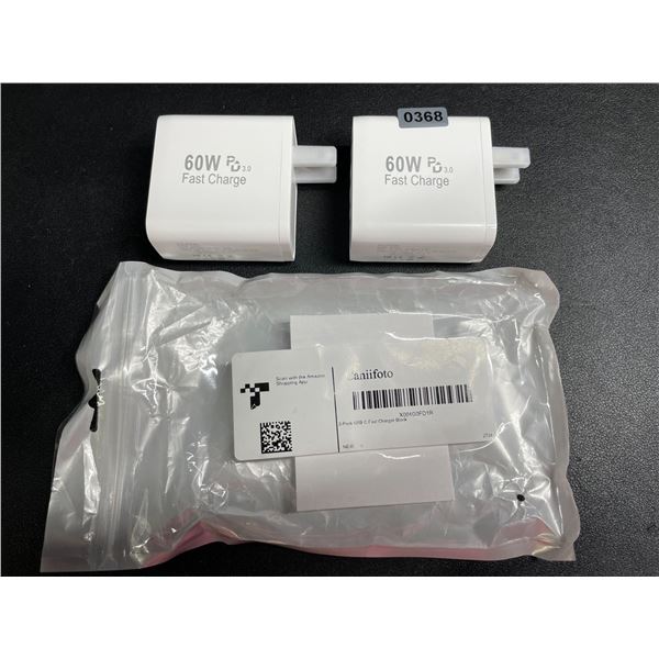 2-Pack of 60W 5-Port USB-C Fast Charger Blocks - New