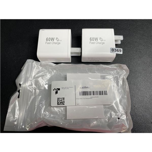 2-Pack of 60W 5-Port USB-C Fast Charger Blocks - New
