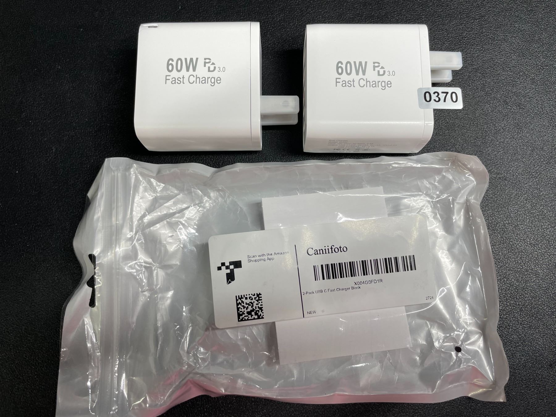 2-Pack of 60W 5-Port USB-C Fast Charger Blocks - New