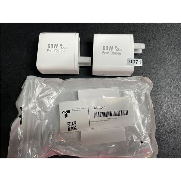 2-Pack of 60W 5-Port USB-C Fast Charger Blocks - New