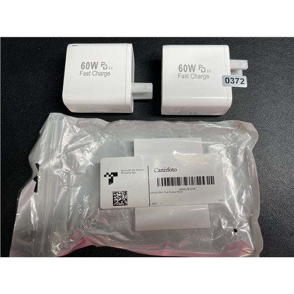 2-Pack of 60W 5-Port USB-C Fast Charger Blocks - New
