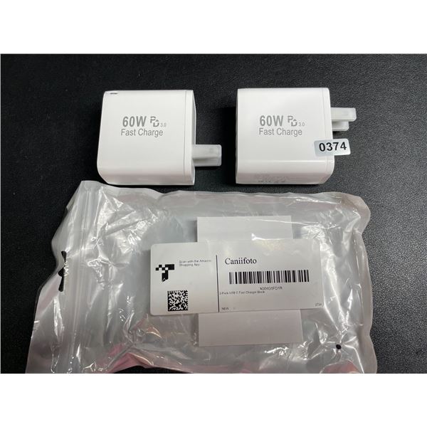 2-Pack of 60W 5-Port USB-C Fast Charger Blocks - New