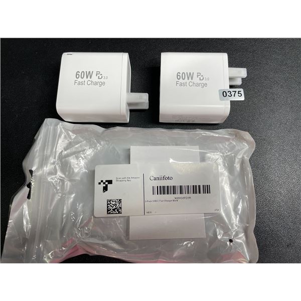 2-Pack of 60W 5-Port USB-C Fast Charger Blocks - New
