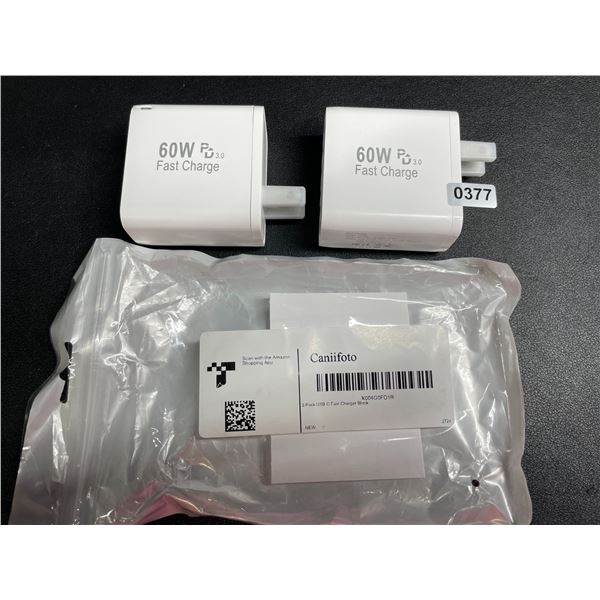 2-Pack of 60W 5-Port USB-C Fast Charger Blocks - New