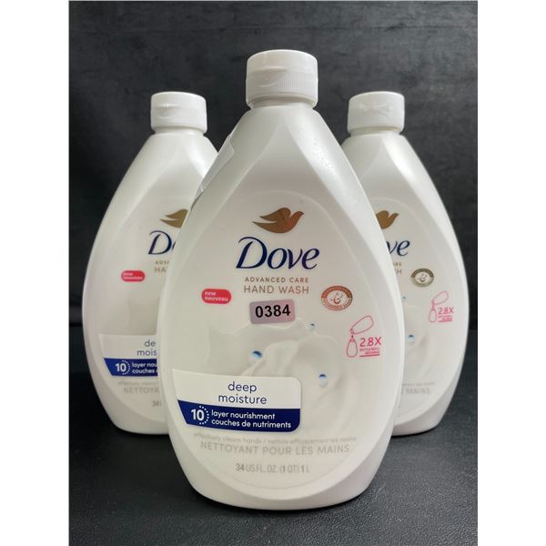Lot of 3 Dove Advanced Care Hand Wash (1L Each) Deep Moisture Hand Wash - New