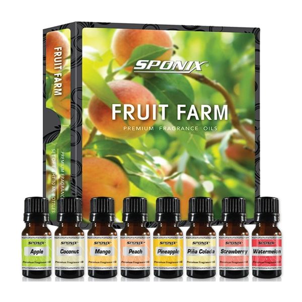 8-Pack Sponix Fruit Farm Premium Fragrance Oils (10ml) - New