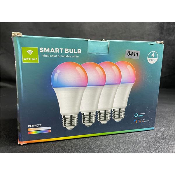 4-Pack RGB/White LED WiFi Smart Light Bulbs - New