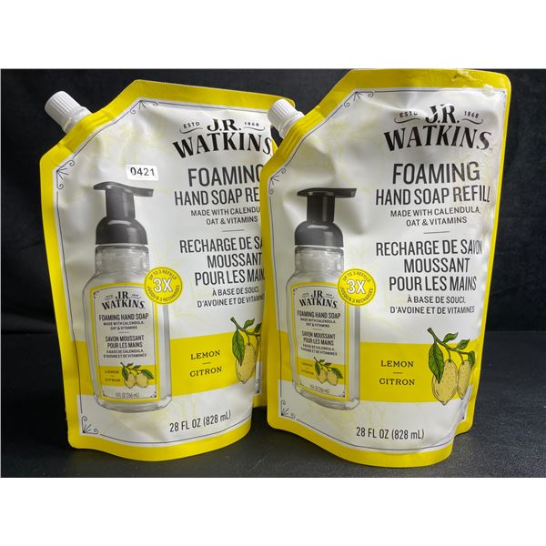 Lot of 2 J.R. Watkins Foaming Hand Soap Refill Pouches (828ml) Lemon Scent - New