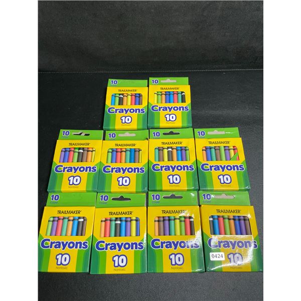 10 Packs of Crayons by Trailmaker (10 Colors Each) - New